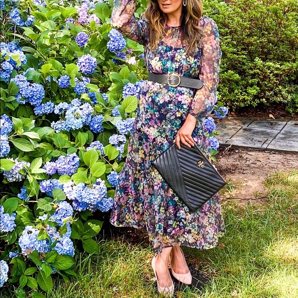 Halogen X Atlantic Pacific Long Sleeve Floral Sheer Tiered Maxi Dress - Picture 4 of 7